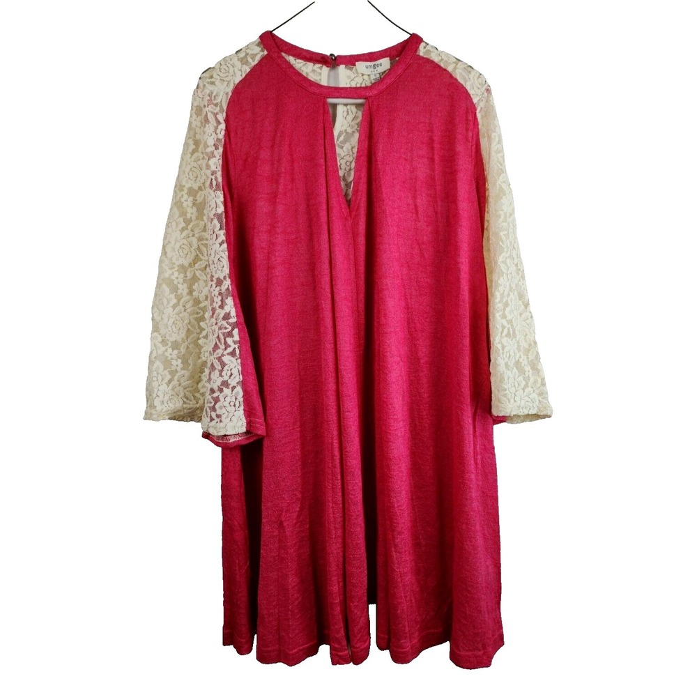 Umgee BOHO Mini Dress Womens Small Pink Lace Flared Sleeve Festival NWT‎